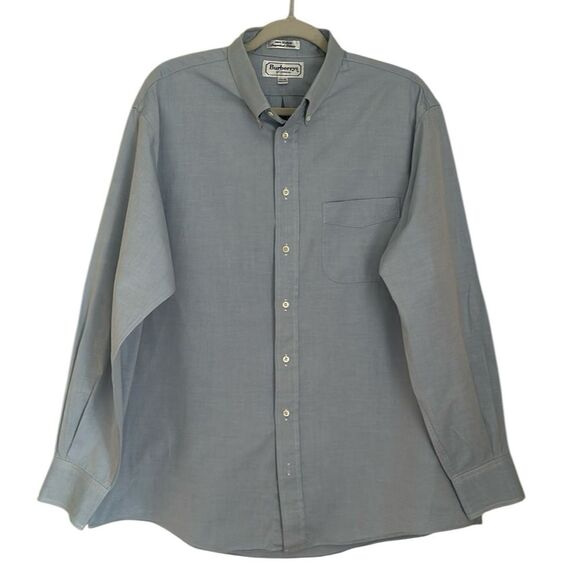 Burberry Mens Size 17.5-35 Cotton 2-Ply Pinpoint Blue Oxford Button Down Shirt - Picture 1 of 10